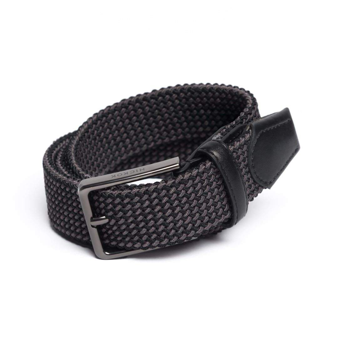 Cinturón Trenzado Stretch Negro-Gris