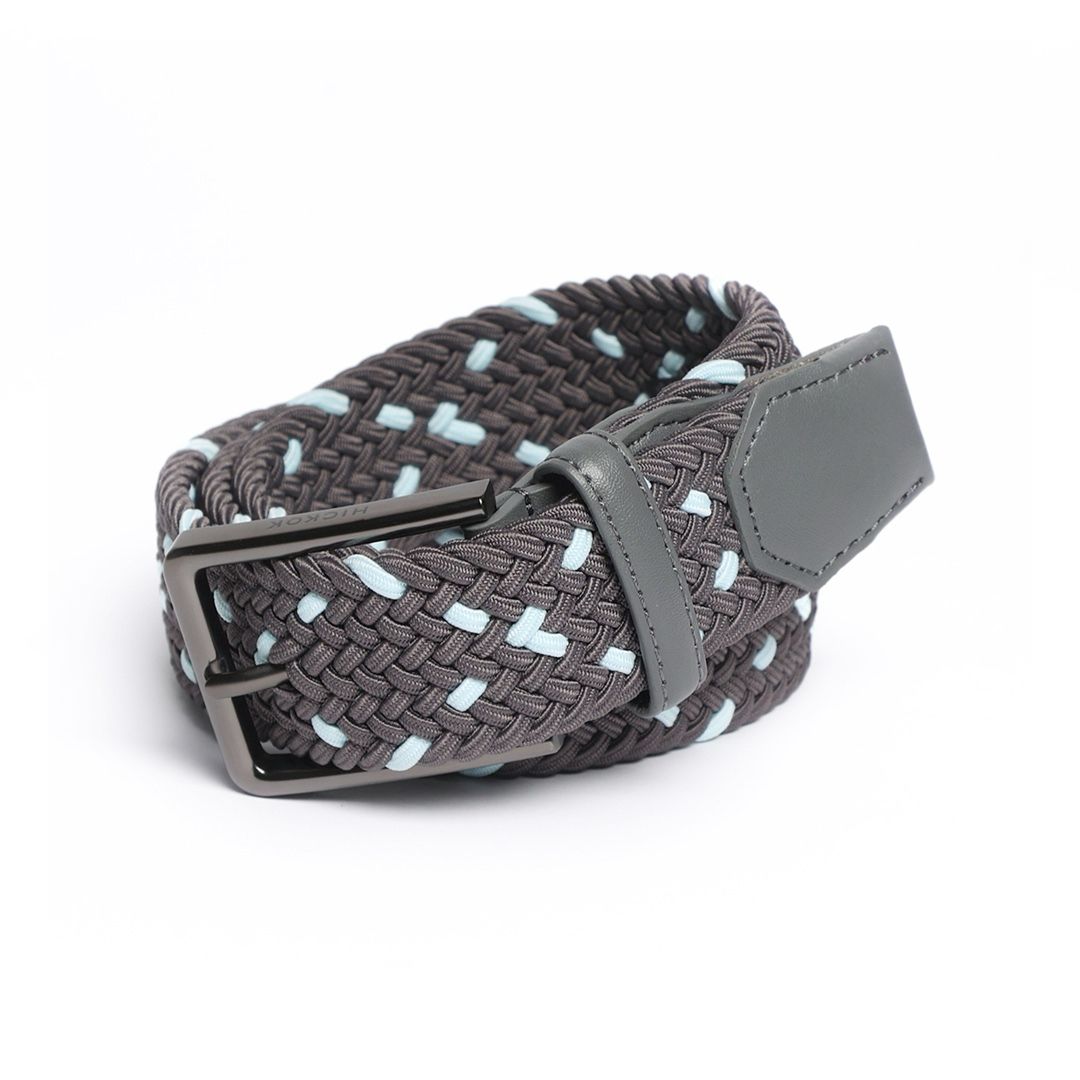 Cinturón Trenzado Stretch gris con menta