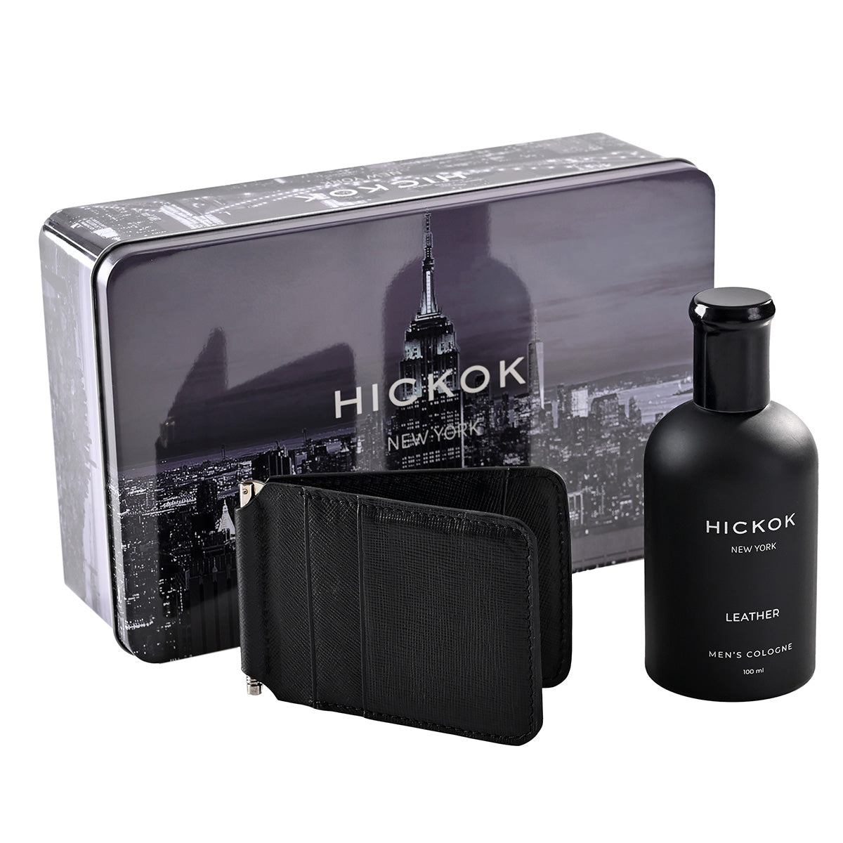 COLONIA LEATHER & CARTERA ULTRA SLIM <h5>SET DE REGALO HICKOK</h5>