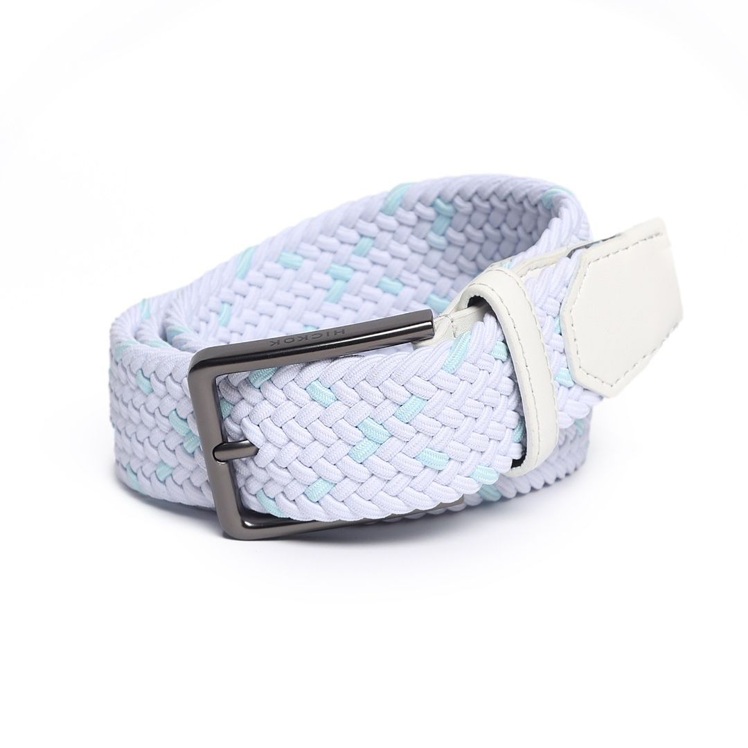 Cinturón Trenzado Stretch gris claro con menta