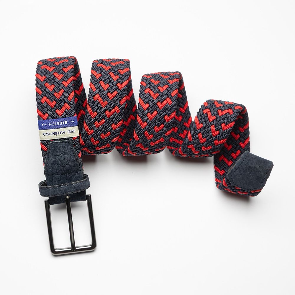Cinturón Trenzado Stretch rojo con negro