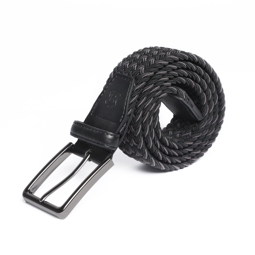Cinturón Trenzado Stretch negro y gris