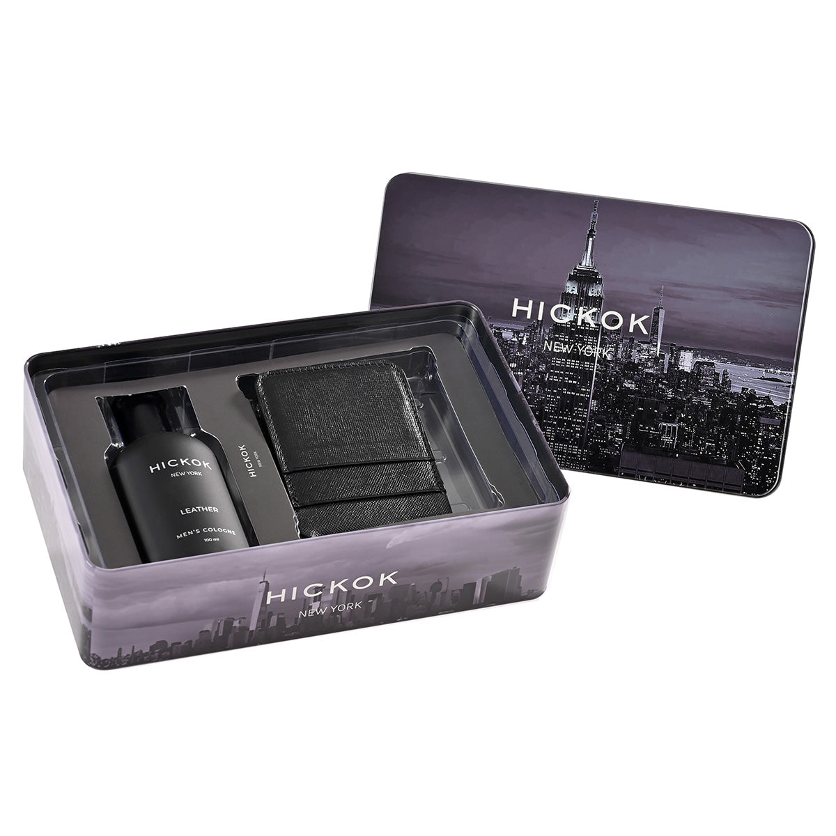 COLONIA LEATHER & CARTERA ULTRA SLIM <h5>SET DE REGALO HICKOK</h5>
