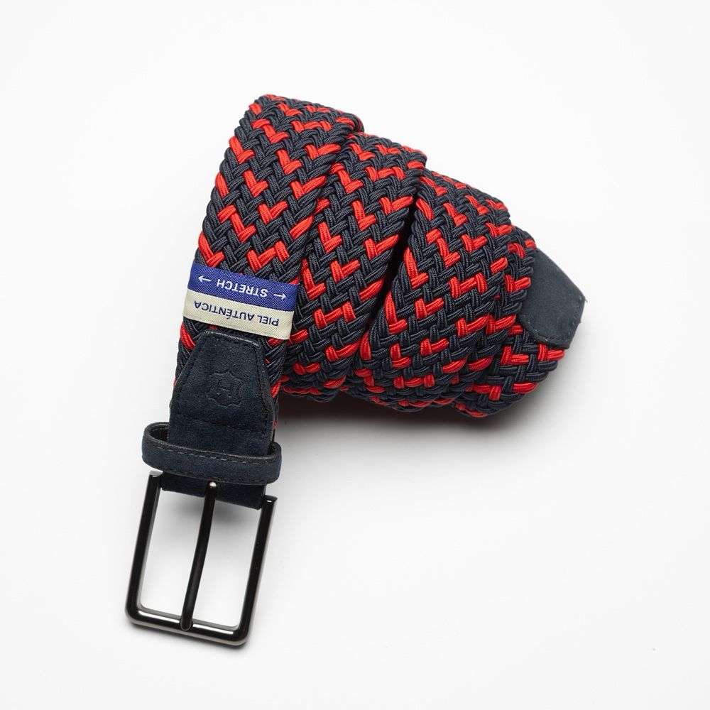 Cinturón Trenzado Stretch rojo con negro