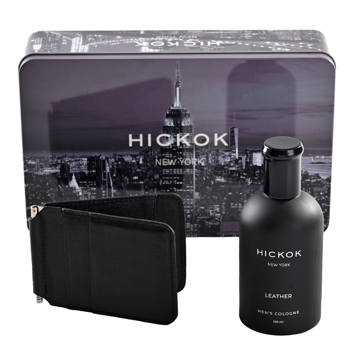 COLONIA LEATHER & CARTERA ULTRA SLIM <h5>SET DE REGALO HICKOK</h5>