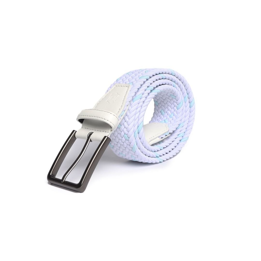 Cinturón Trenzado Stretch gris claro con menta