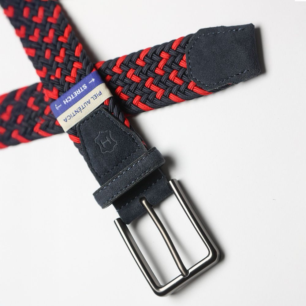 Cinturón Trenzado Stretch rojo con negro