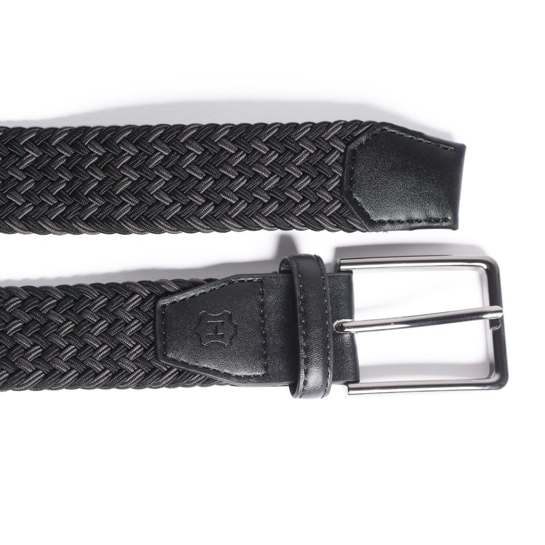 Cinturón Trenzado Stretch negro y gris