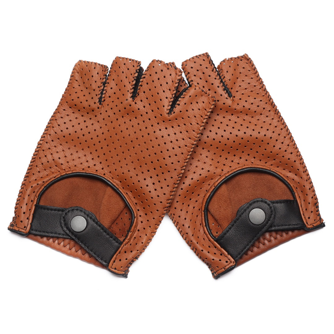 Guantes de Piel Perforada Chocolate