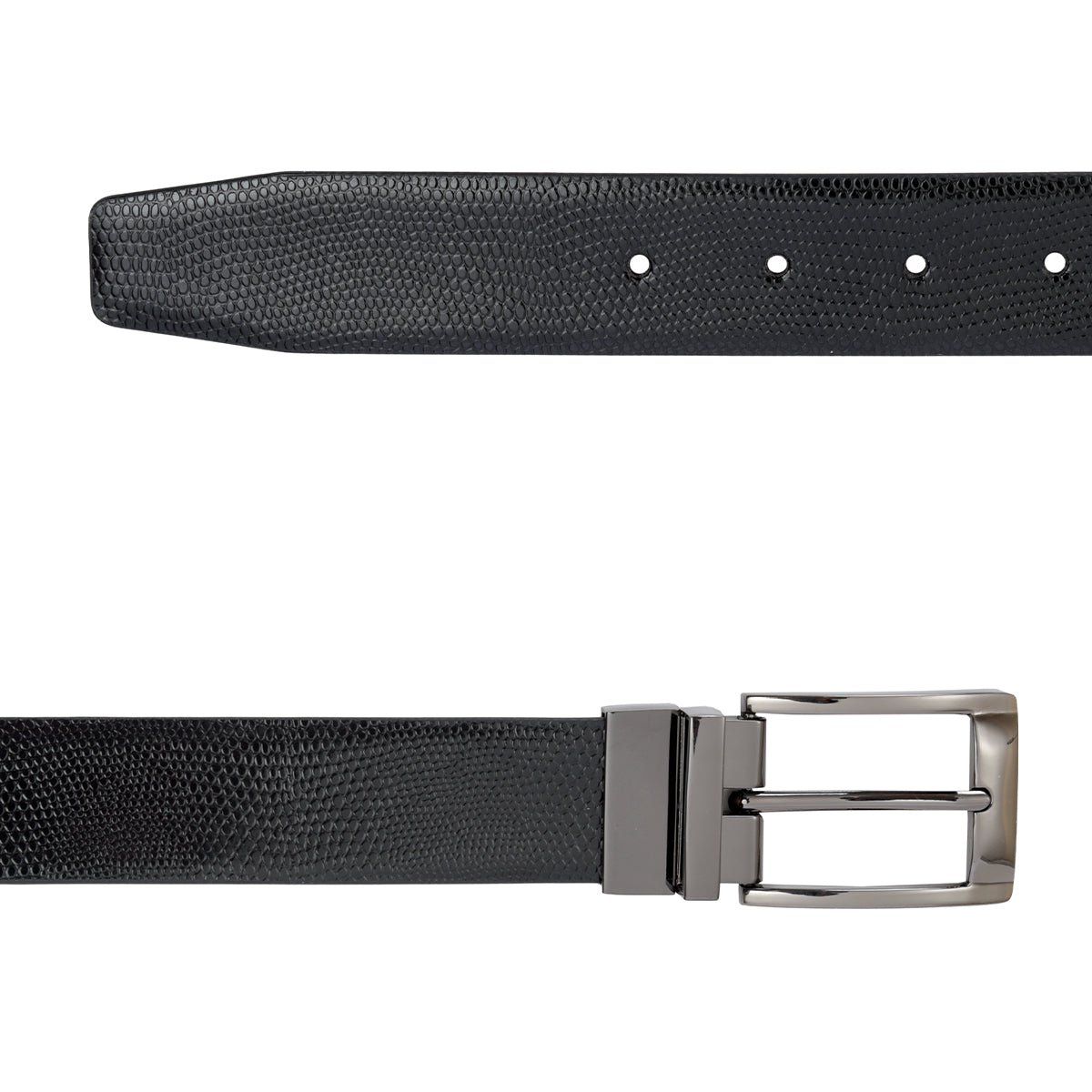 Cinturón de Piel Reversible Texturizado (Negro - Miel)