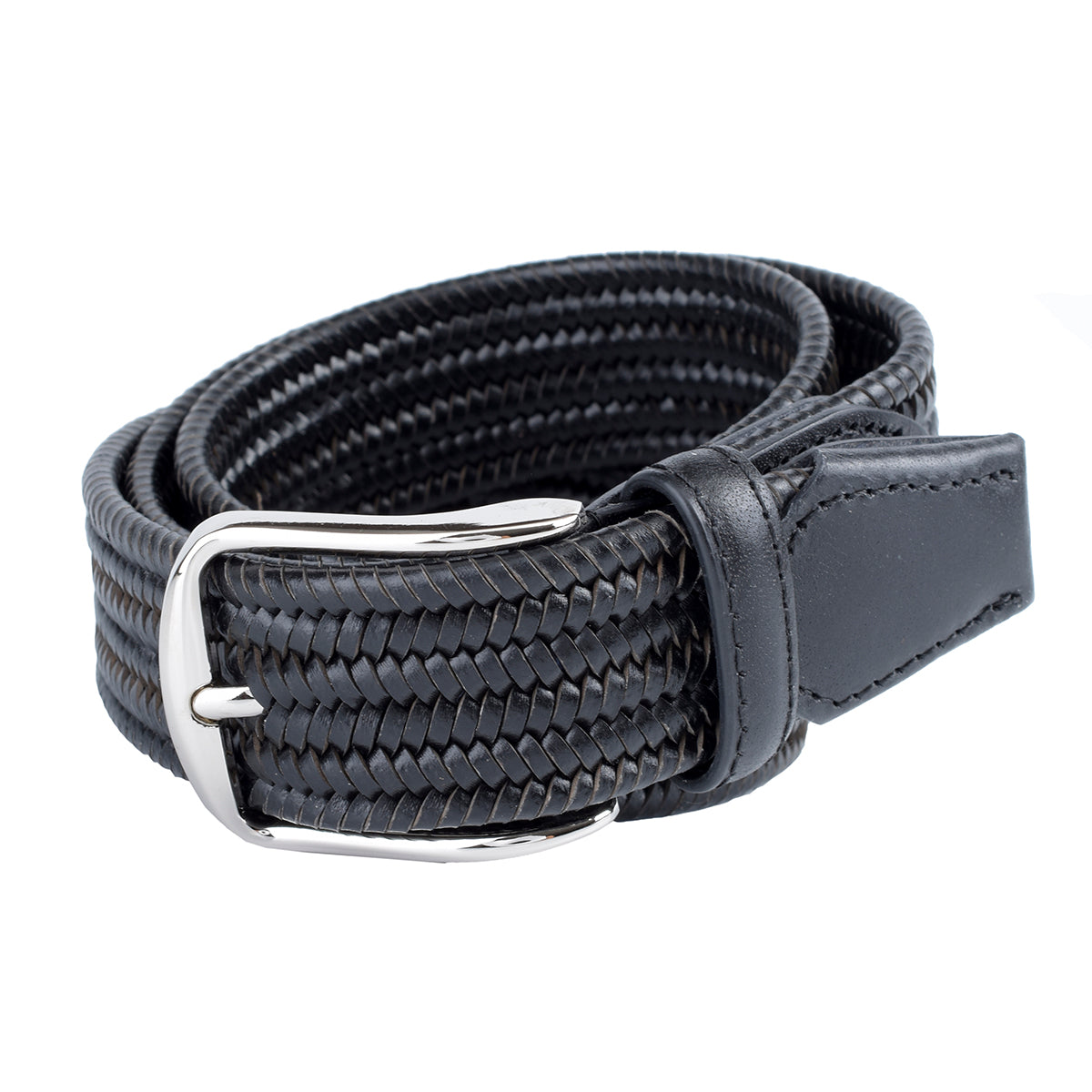 Cinturón Casual Stretch Tejido de Piel Negro