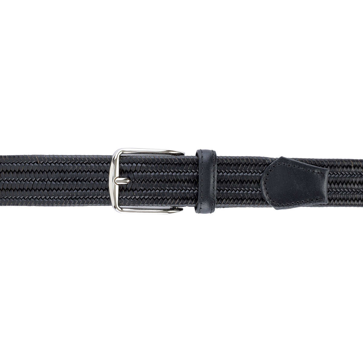 Cinturón Casual Stretch Tejido de Piel Negro