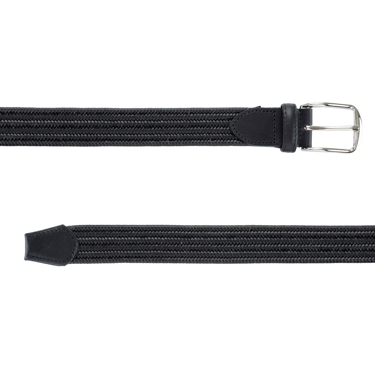 Cinturón Casual Stretch Tejido de Piel Negro