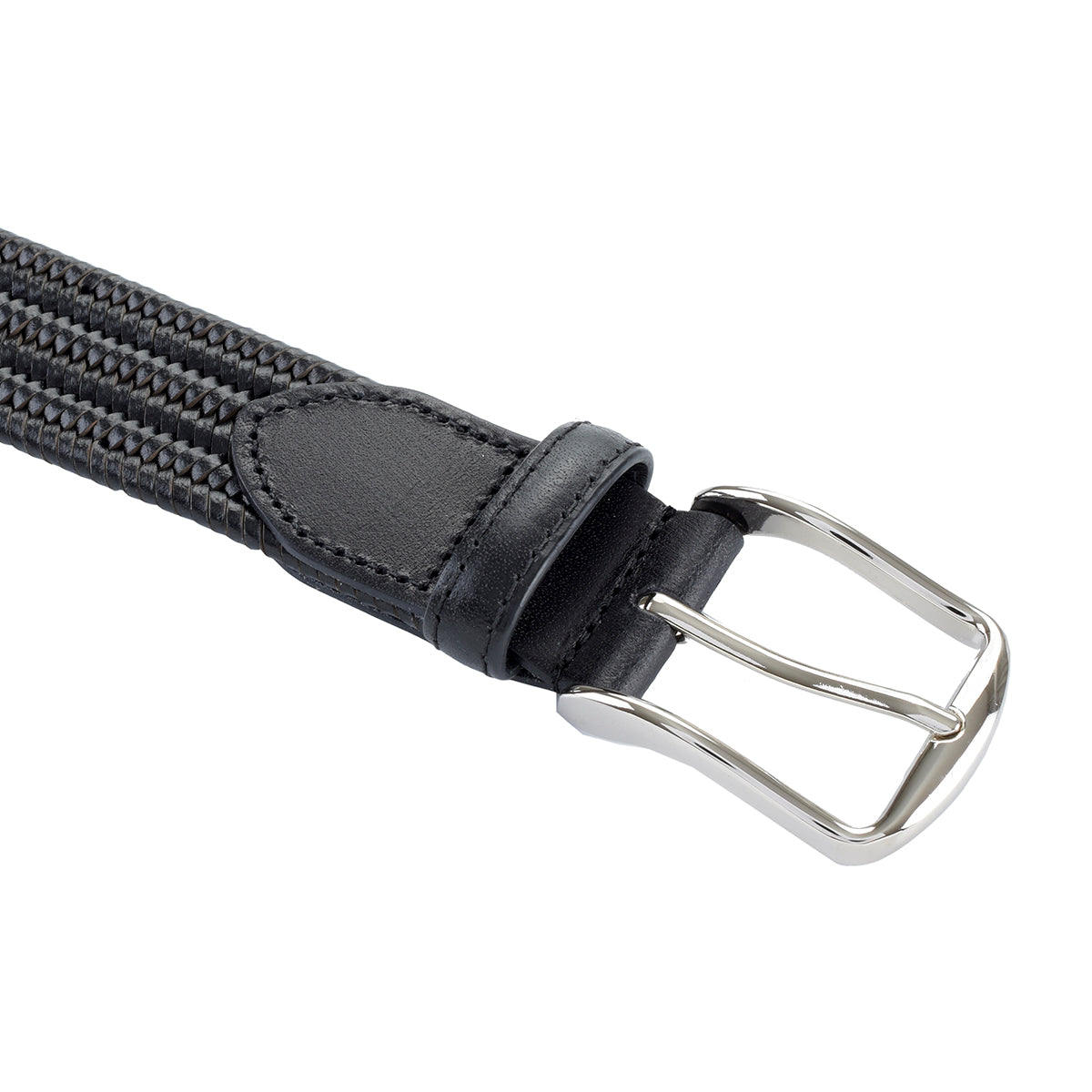 Cinturón Casual Stretch Tejido de Piel Negro