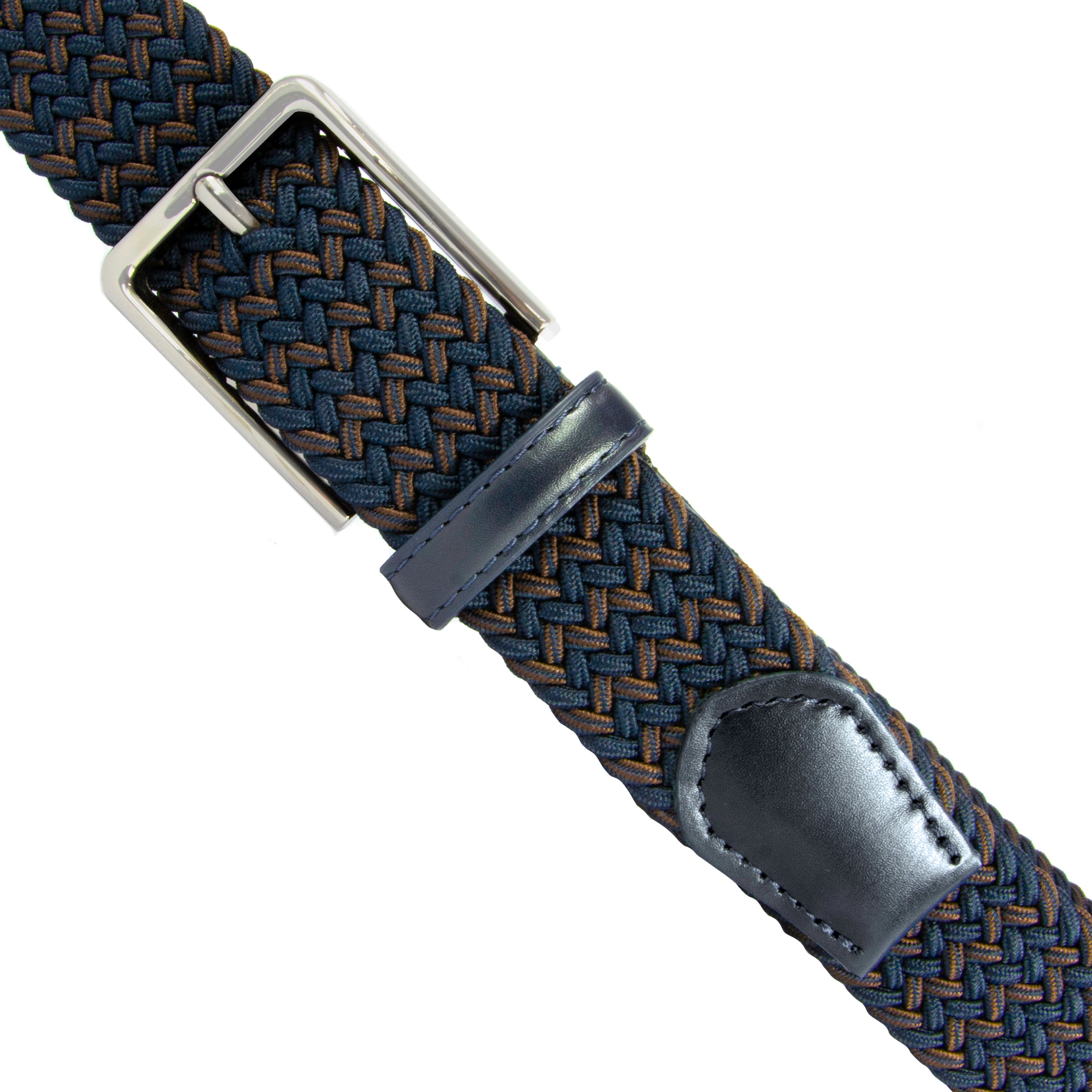 Cinturón Casual Textil Marino-Chocolate