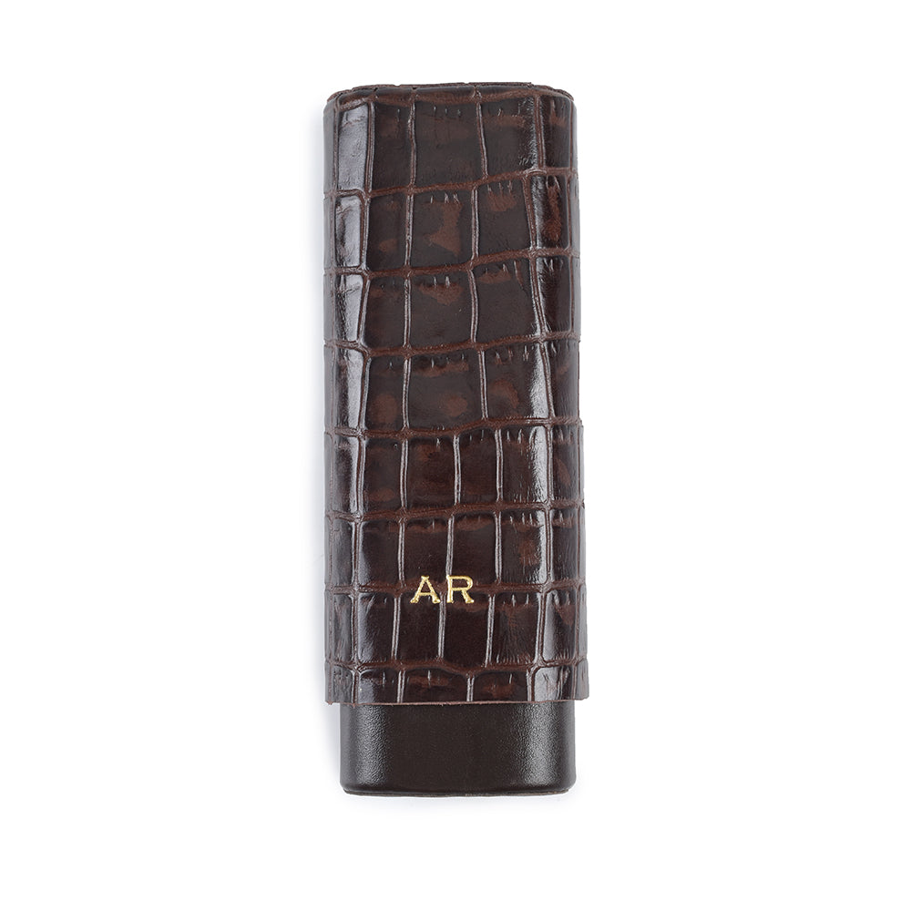 Porta Puros de Piel Chocolate <h5> Havana Collection </h5>