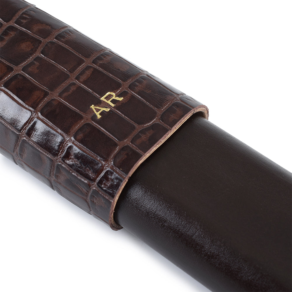 Porta Puros de Piel Chocolate <h5> Havana Collection </h5>