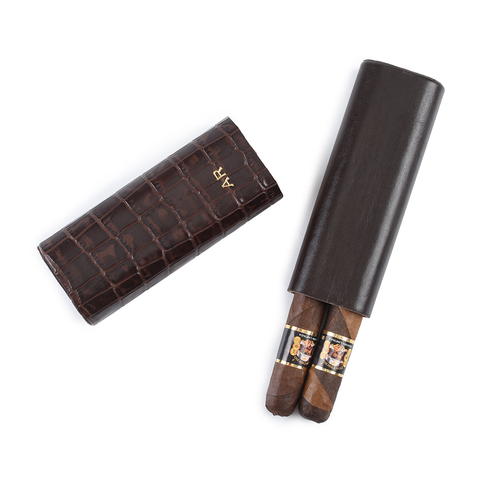Porta Puros de Piel Chocolate <h5> Havana Collection </h5>