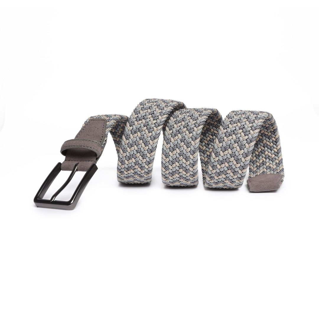Cinturón Trenzado MIXTONE Gris-Beige-Gris