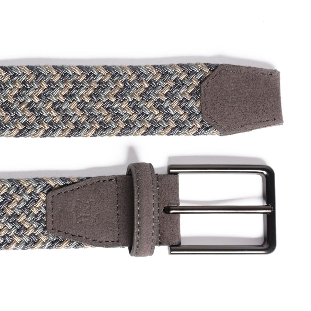 Cinturón Trenzado MIXTONE Gris-Beige-Gris