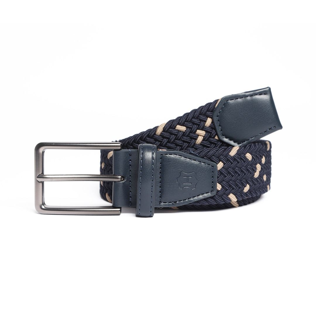 Cinturón Trenzado MIXTONE Marino-Beige