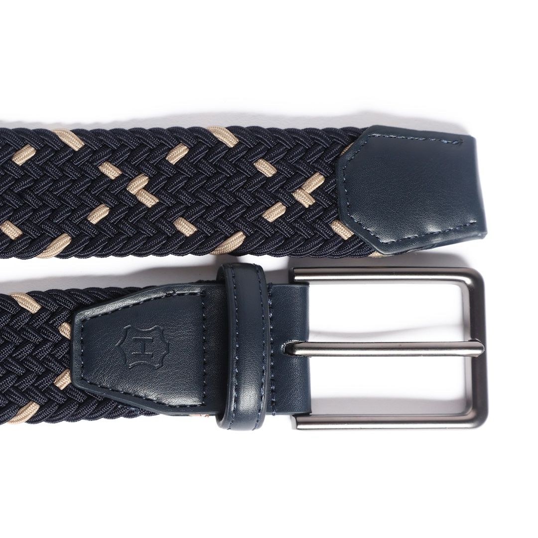 Cinturón Trenzado MIXTONE Marino-Beige