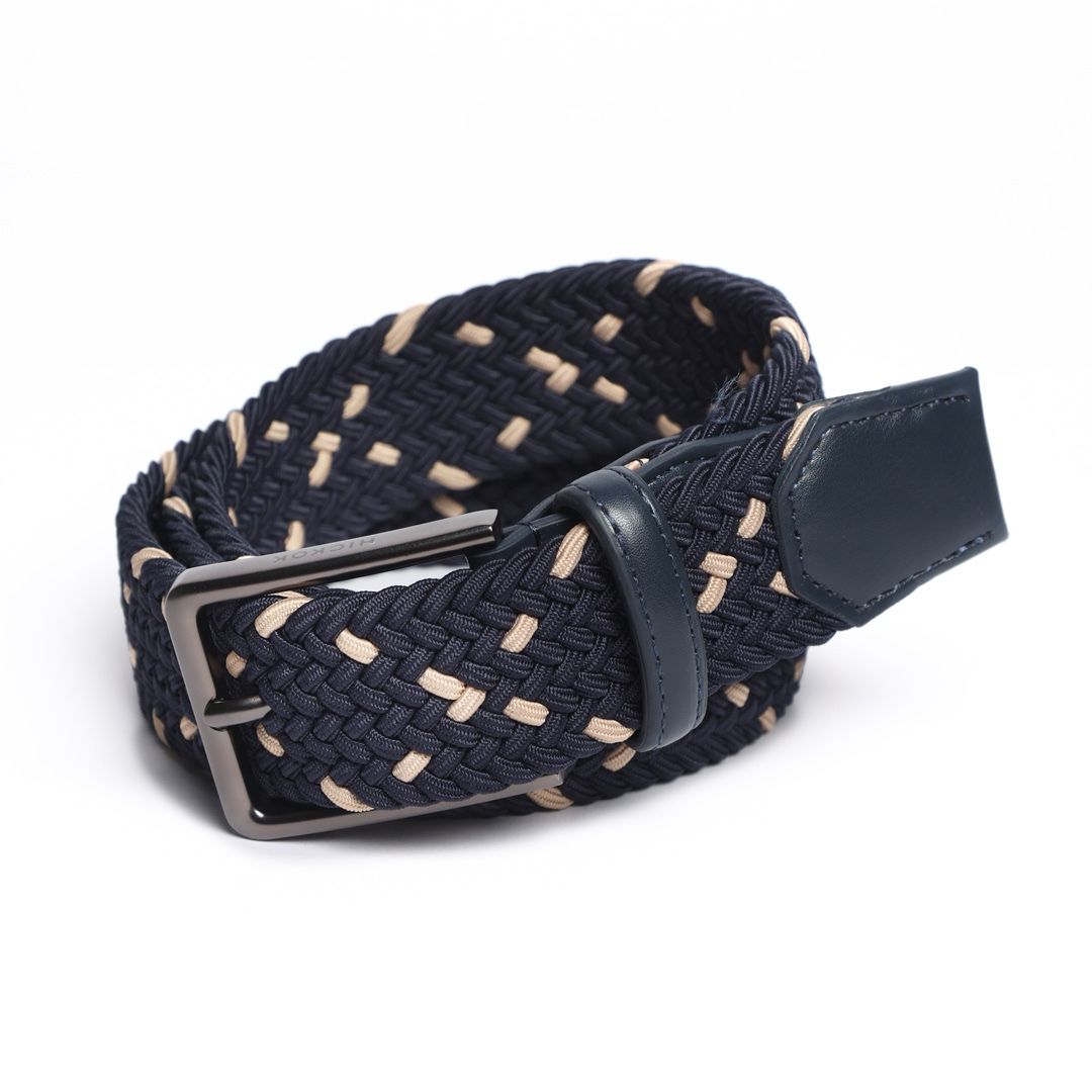 Cinturón Trenzado MIXTONE Marino-Beige