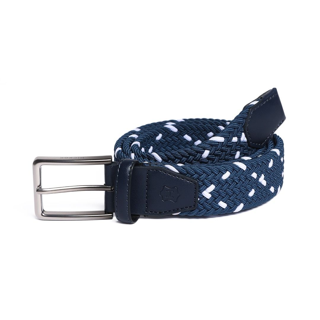Cinturón Trenzado MIXTONE Azul Acero-Blanco