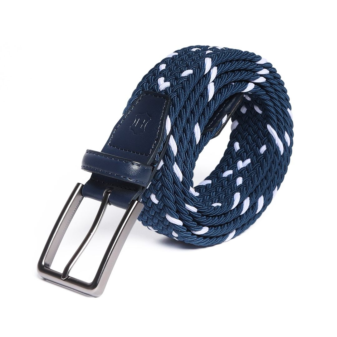 Cinturón Trenzado MIXTONE Azul Acero-Blanco