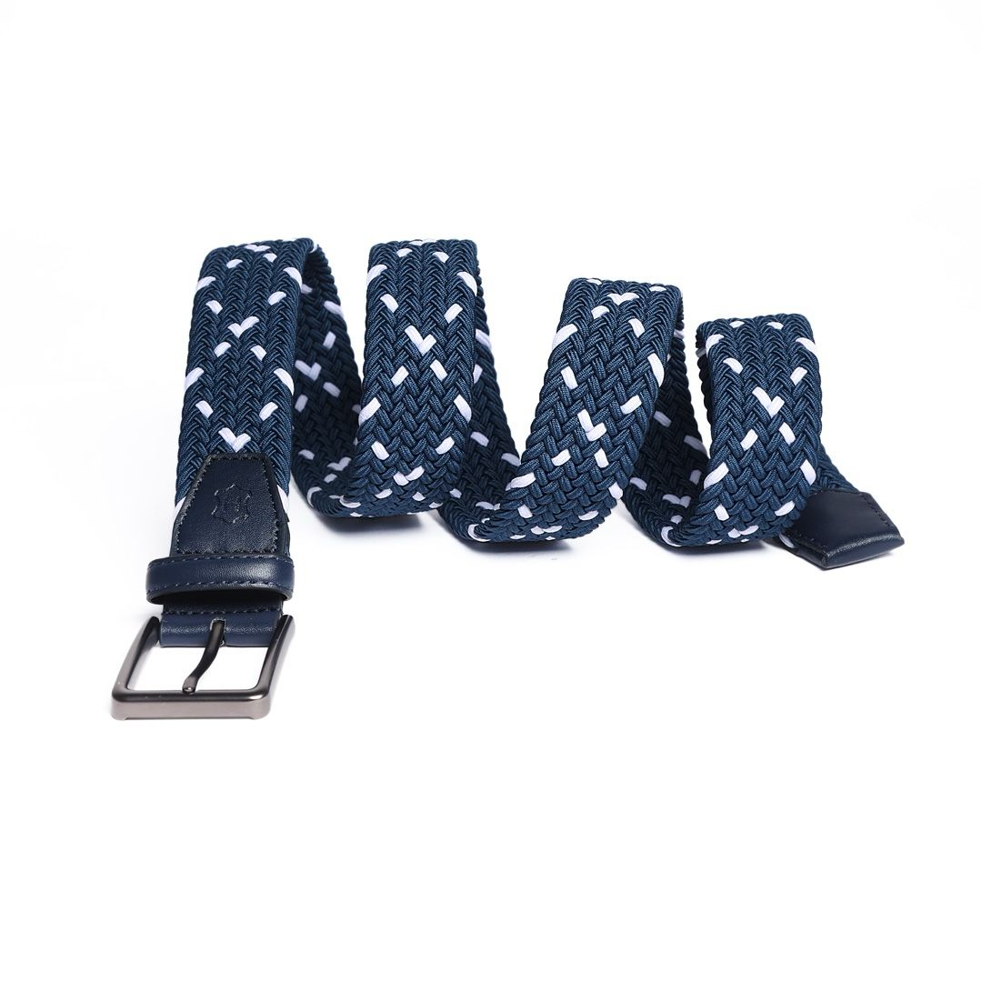 Cinturón Trenzado MIXTONE Azul Acero-Blanco