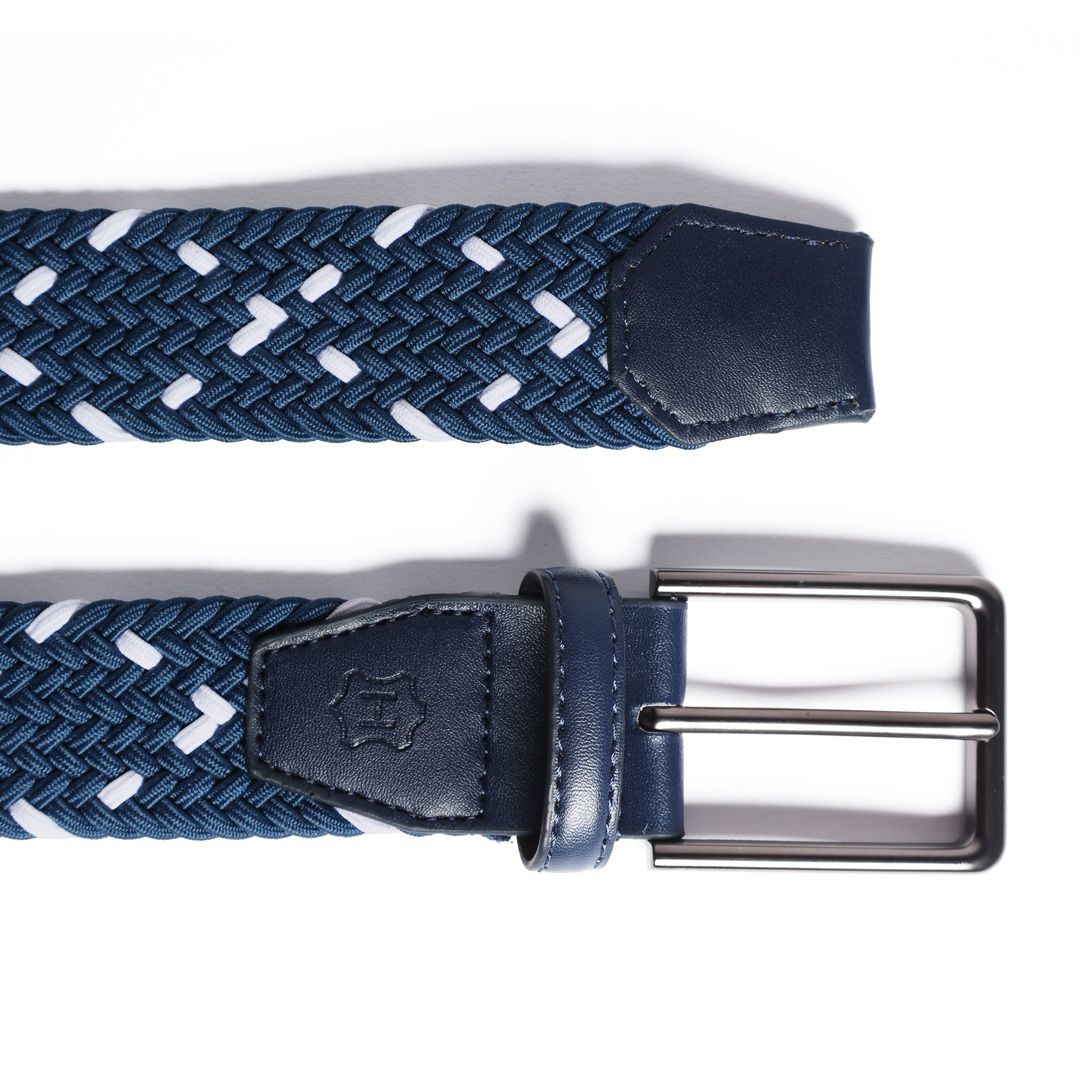 Cinturón Trenzado MIXTONE Azul Acero-Blanco