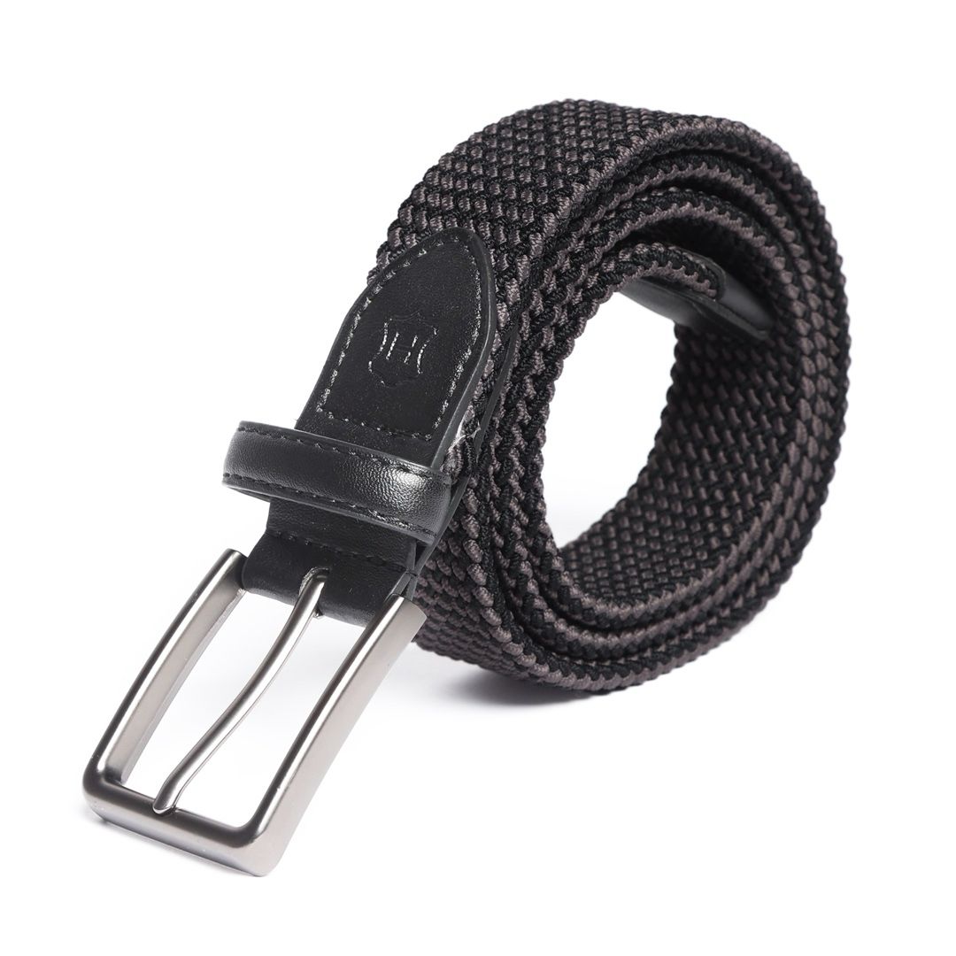 Cinturón Trenzado Stretch Negro-Gris