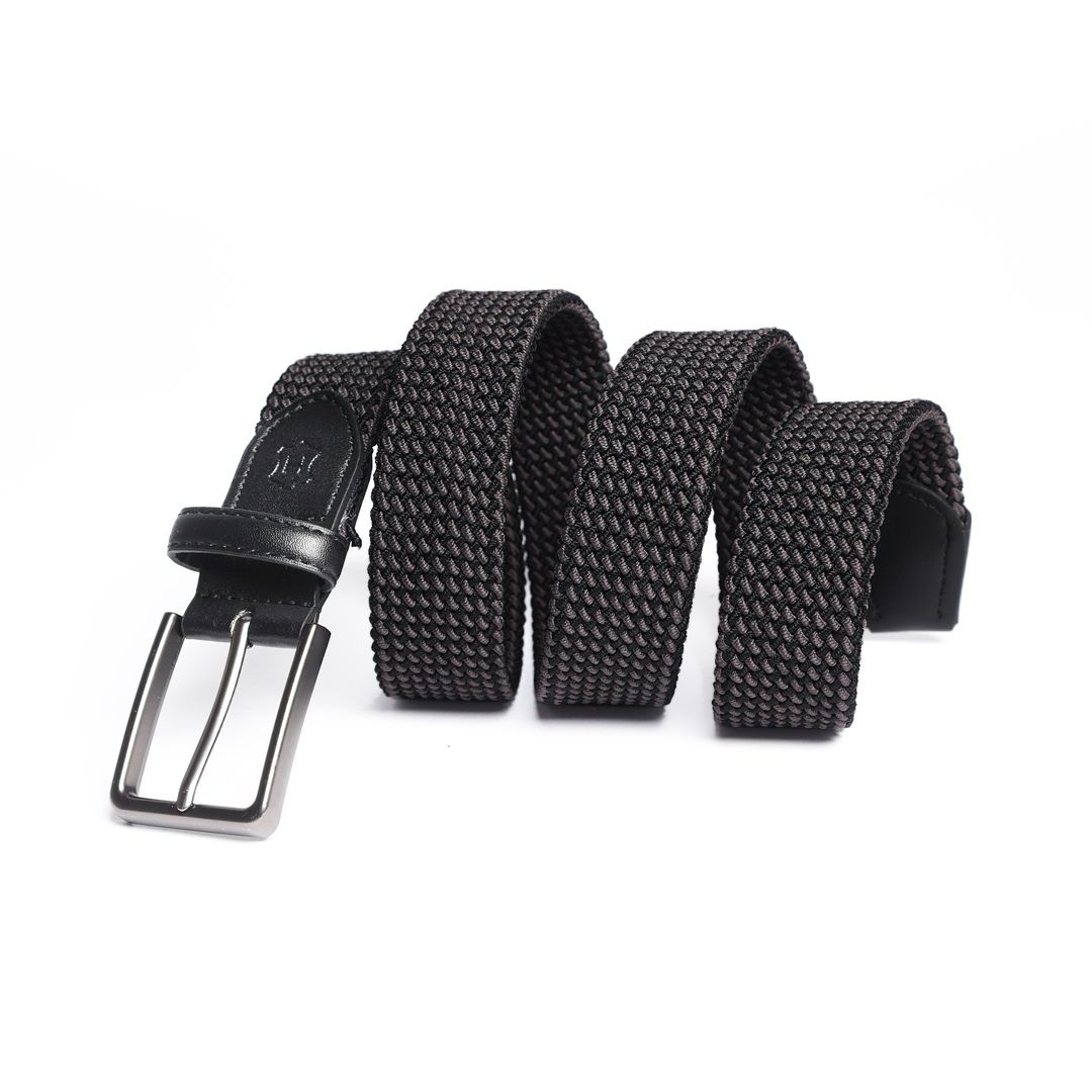 Cinturón Trenzado Stretch Negro-Gris