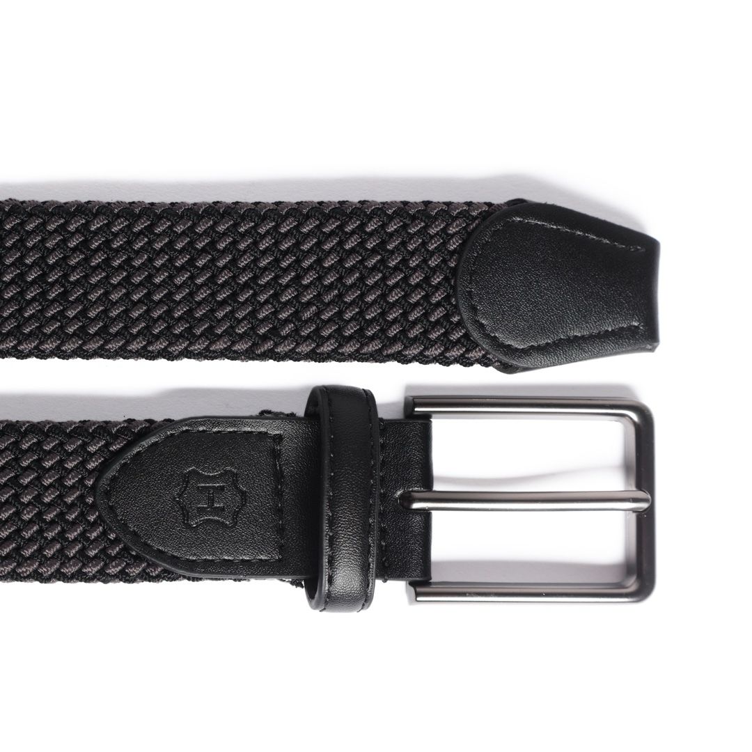 Cinturón Trenzado Stretch Negro-Gris