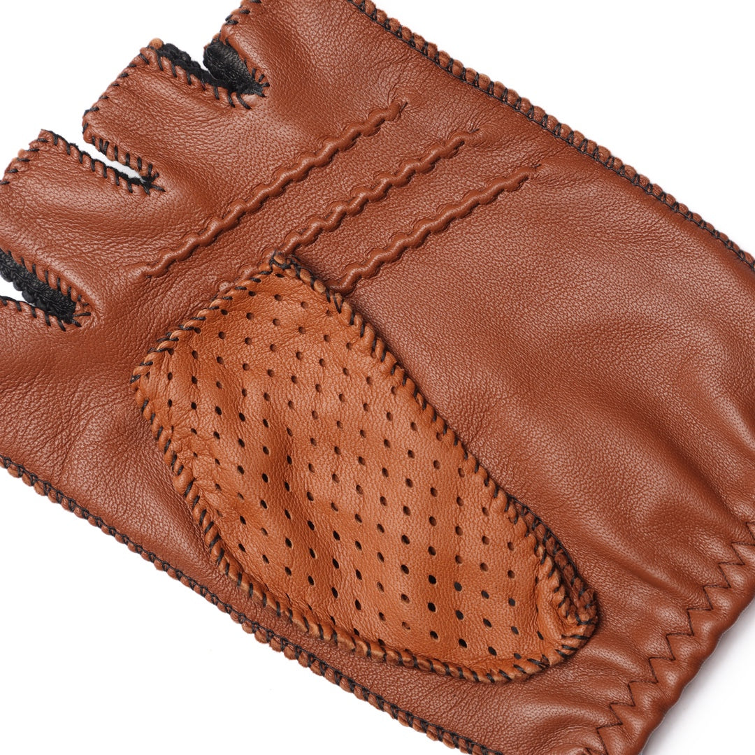 Guantes de Piel Perforada Chocolate