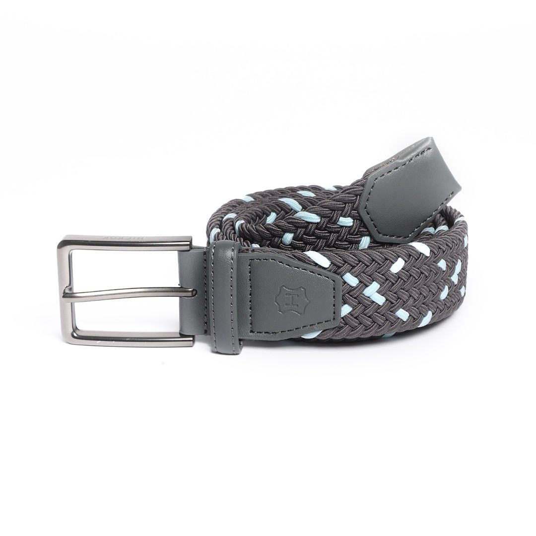Cinturón Trenzado Stretch gris con menta