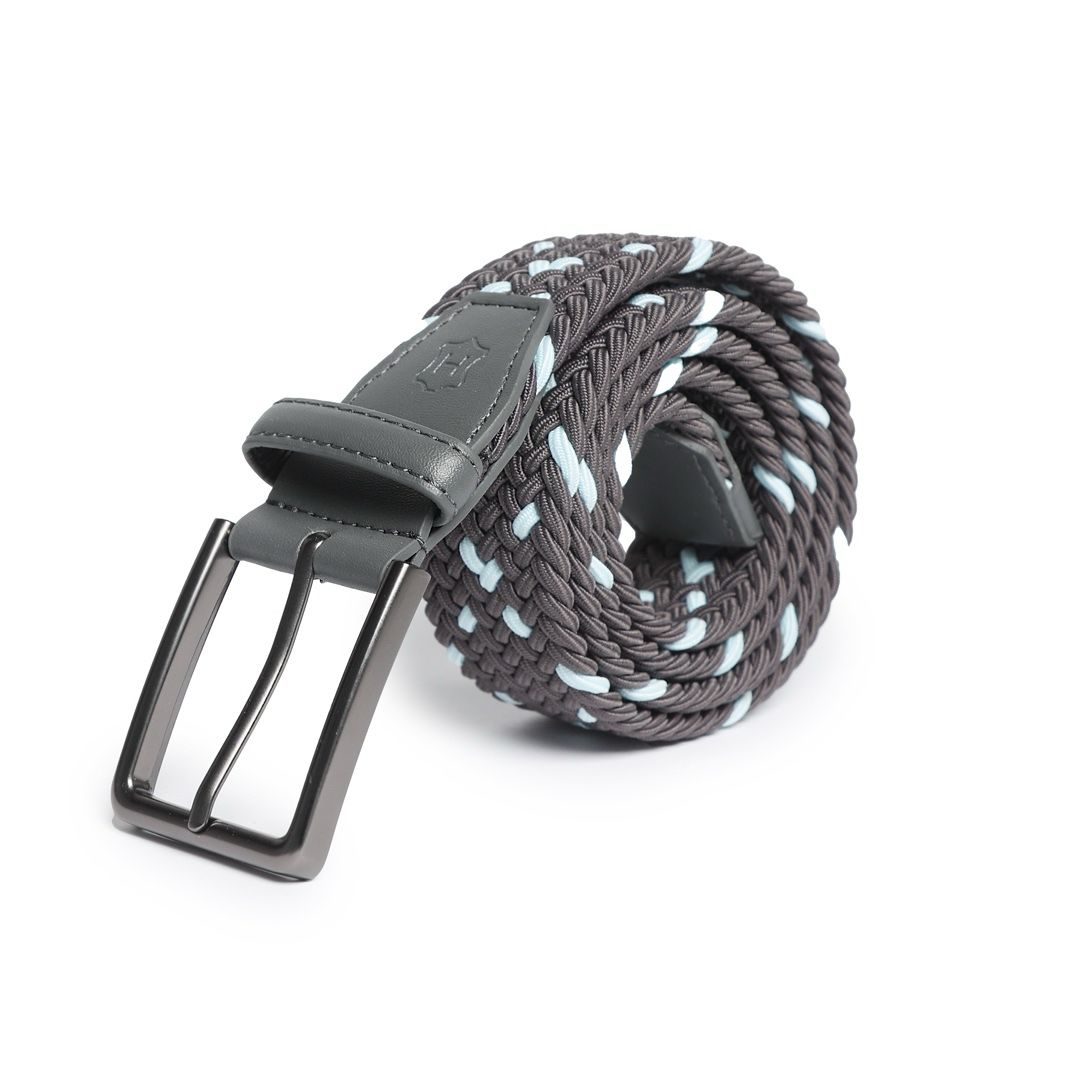 Cinturón Trenzado Stretch gris con menta