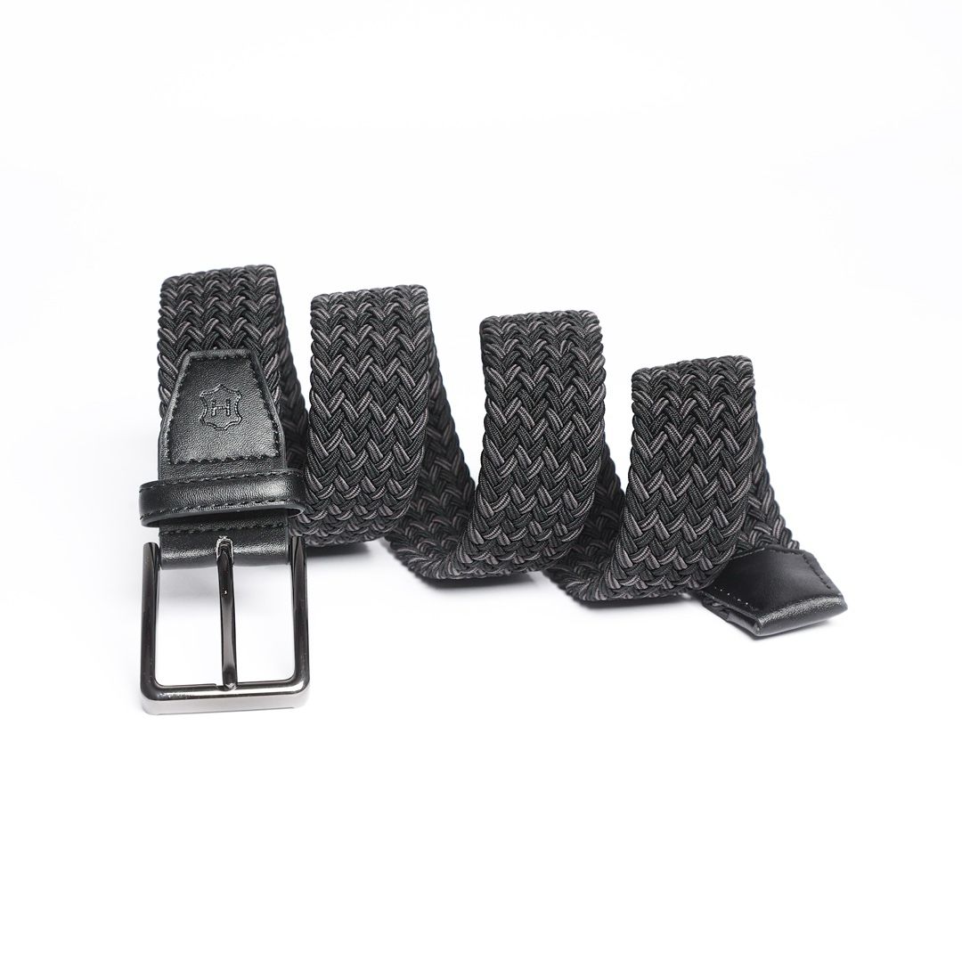 Cinturón Trenzado Stretch negro y gris