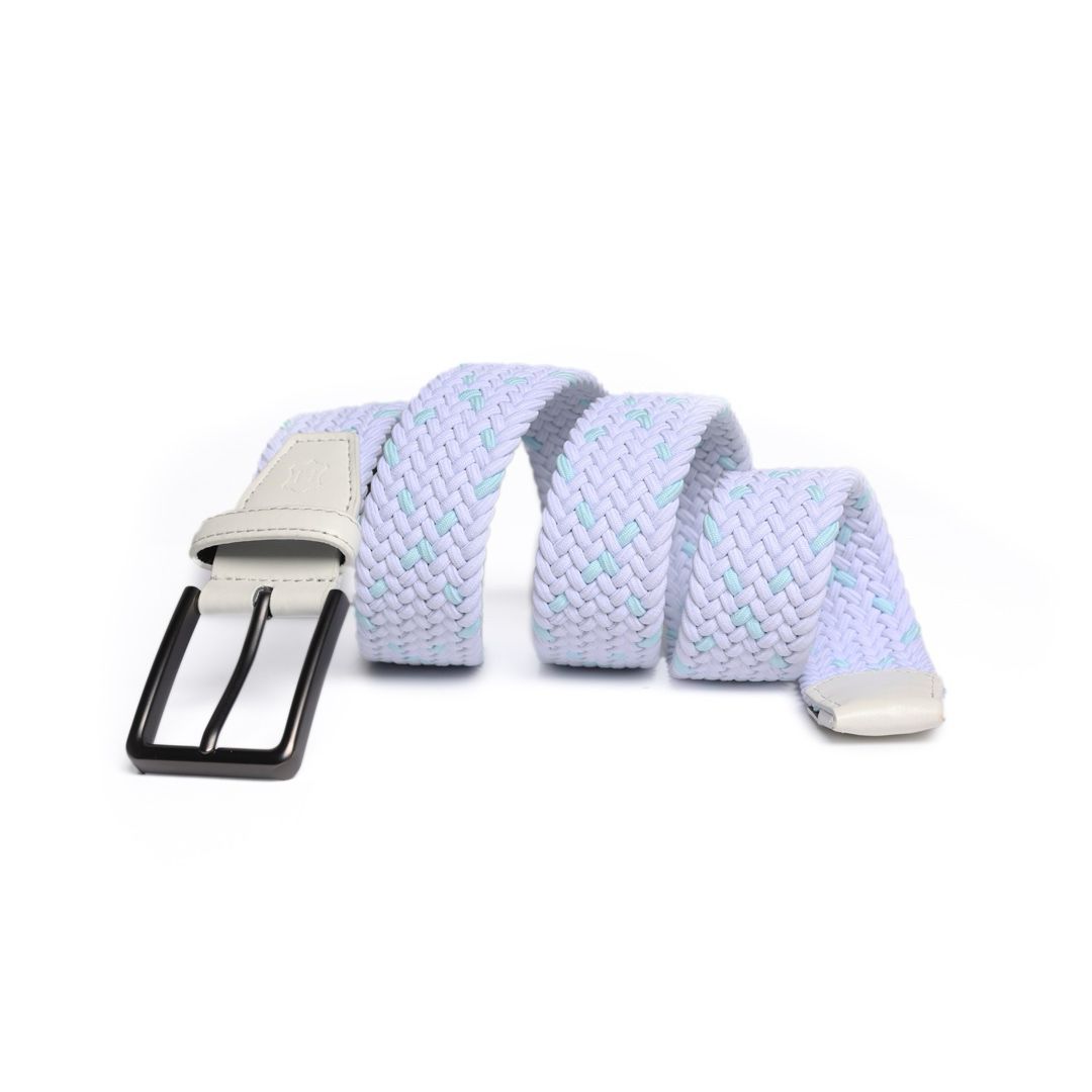 Cinturón Trenzado Stretch gris claro con menta