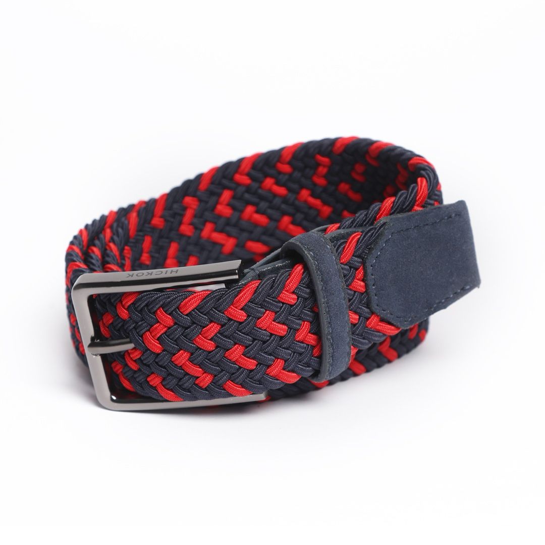 Cinturón Trenzado Stretch rojo con negro