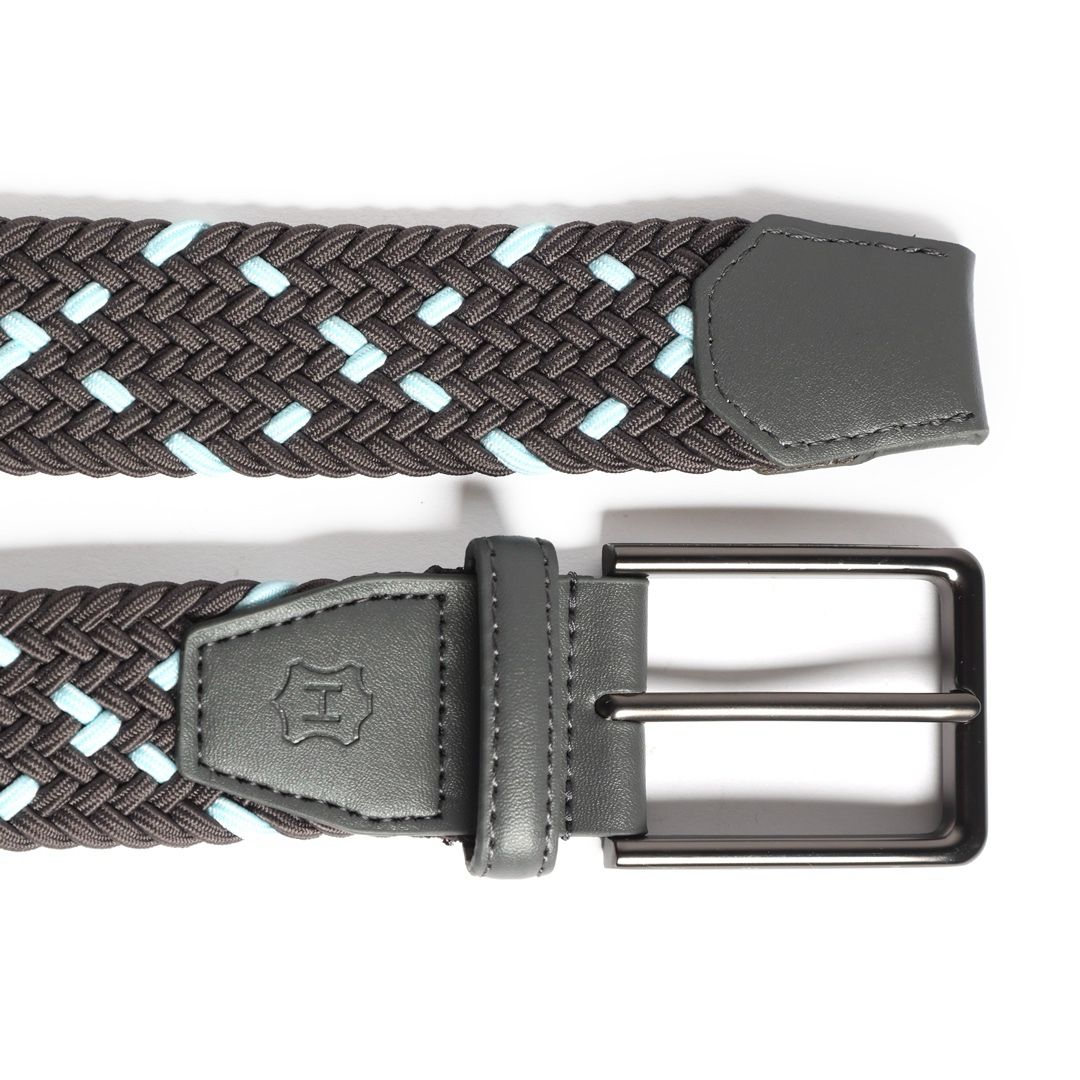 Cinturón Trenzado Stretch gris con menta