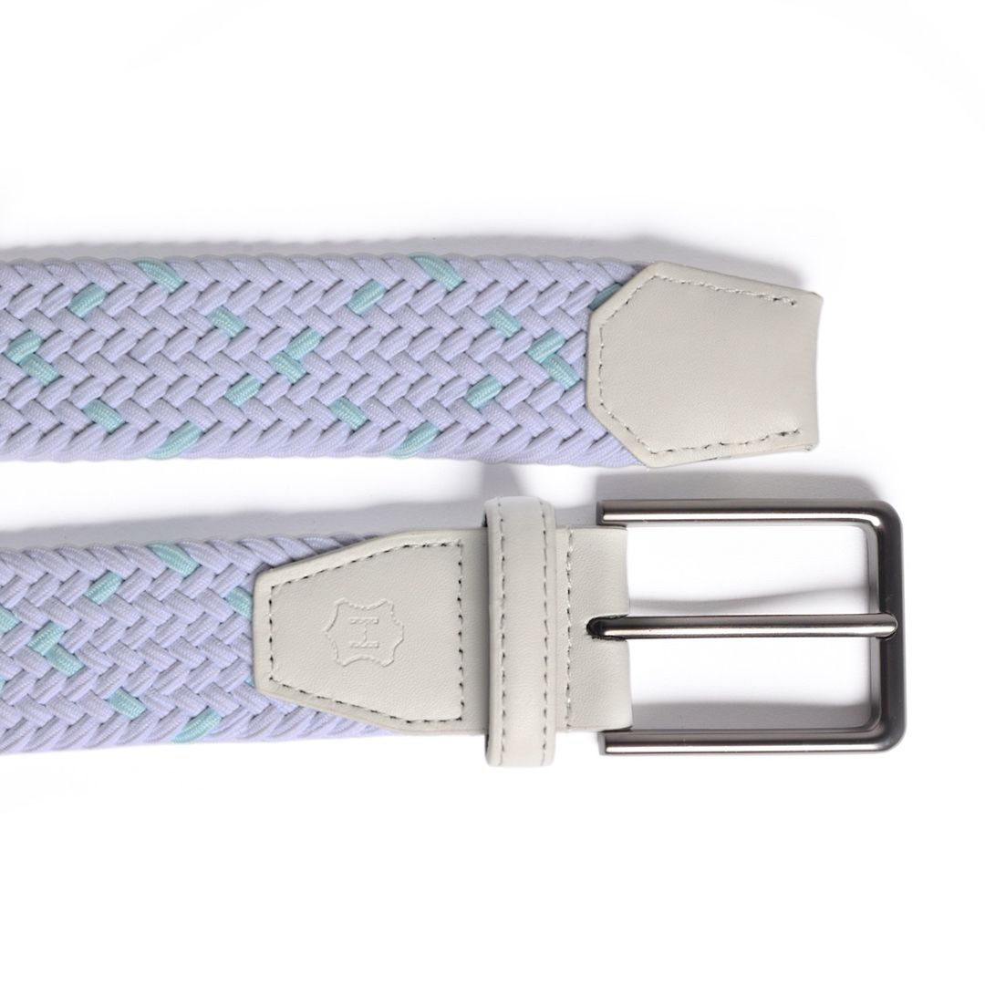 Cinturón Trenzado Stretch gris claro con menta