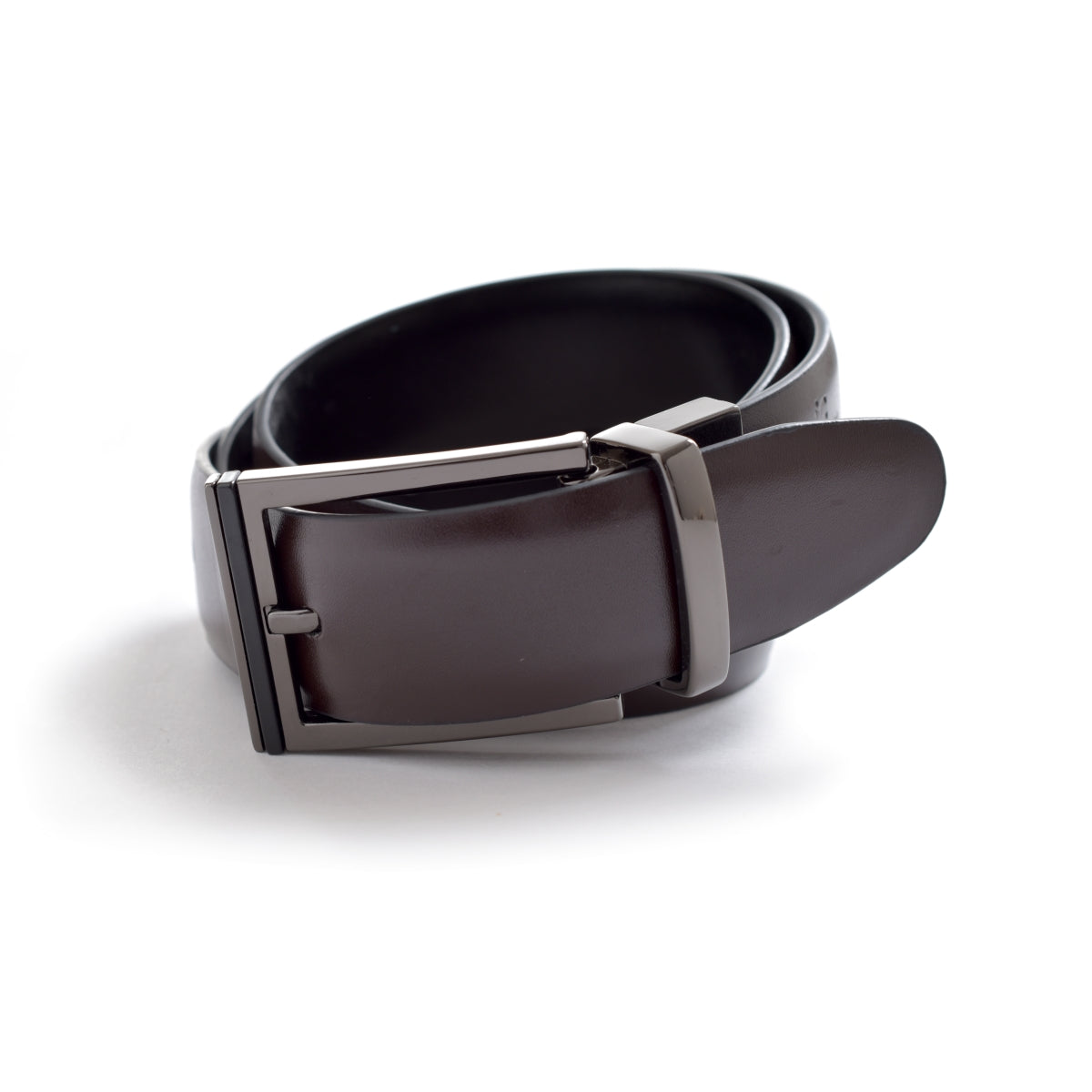 Cinturón de Piel Reversible (Negro - Café Chocolate)