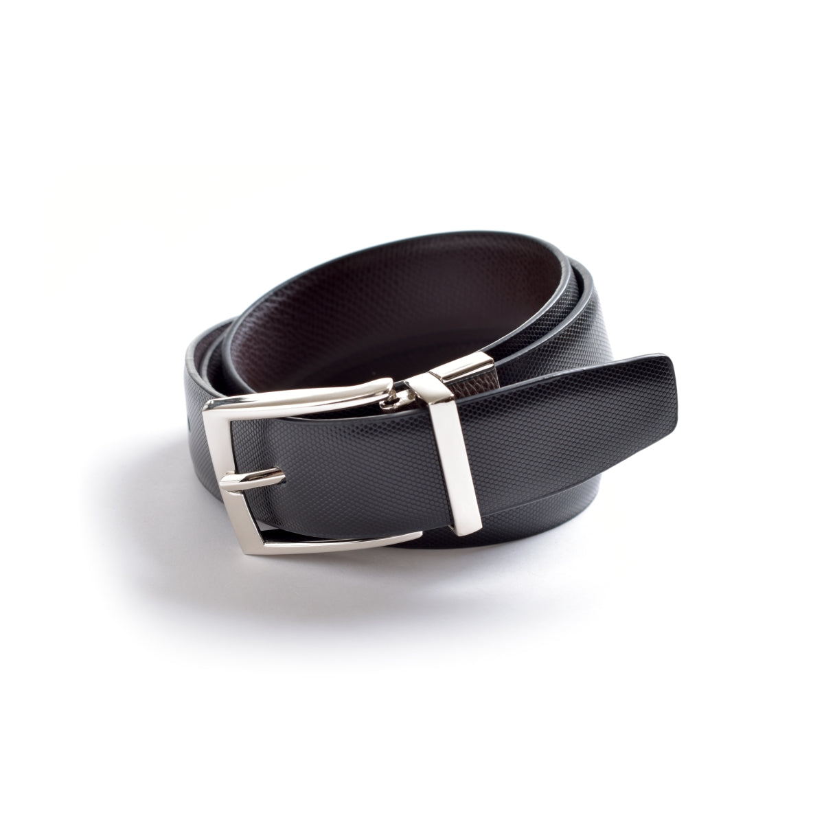 Cinturón de Piel Reversible (Negro - Café Chocolate)