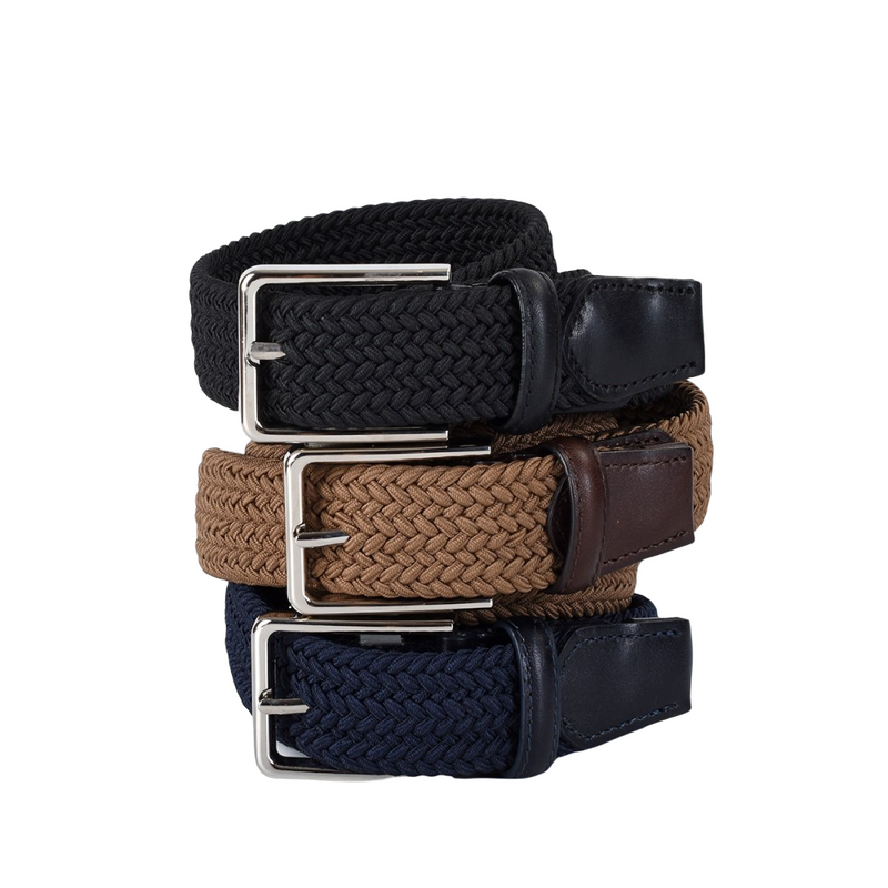 3 Pack Cinturón Textil Negro, Beige y Marino – Hickok