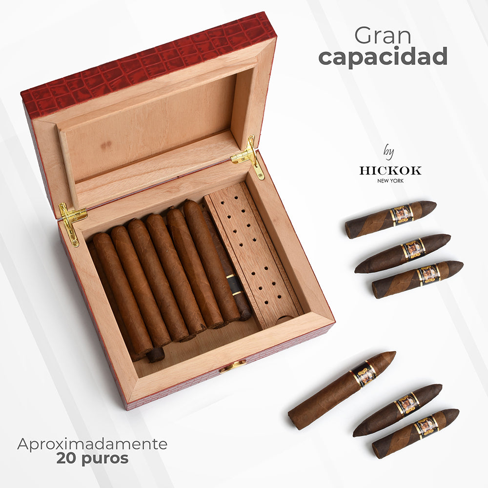 Caja Humidor de Piel Rubí <h5> Havana Collection </h5>