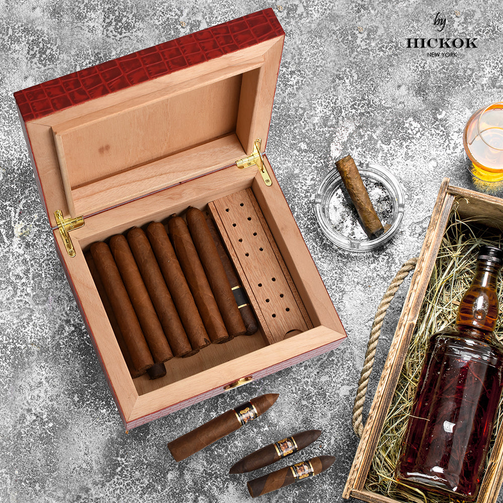 Caja Humidor de Piel Rubí <h5> Havana Collection </h5>